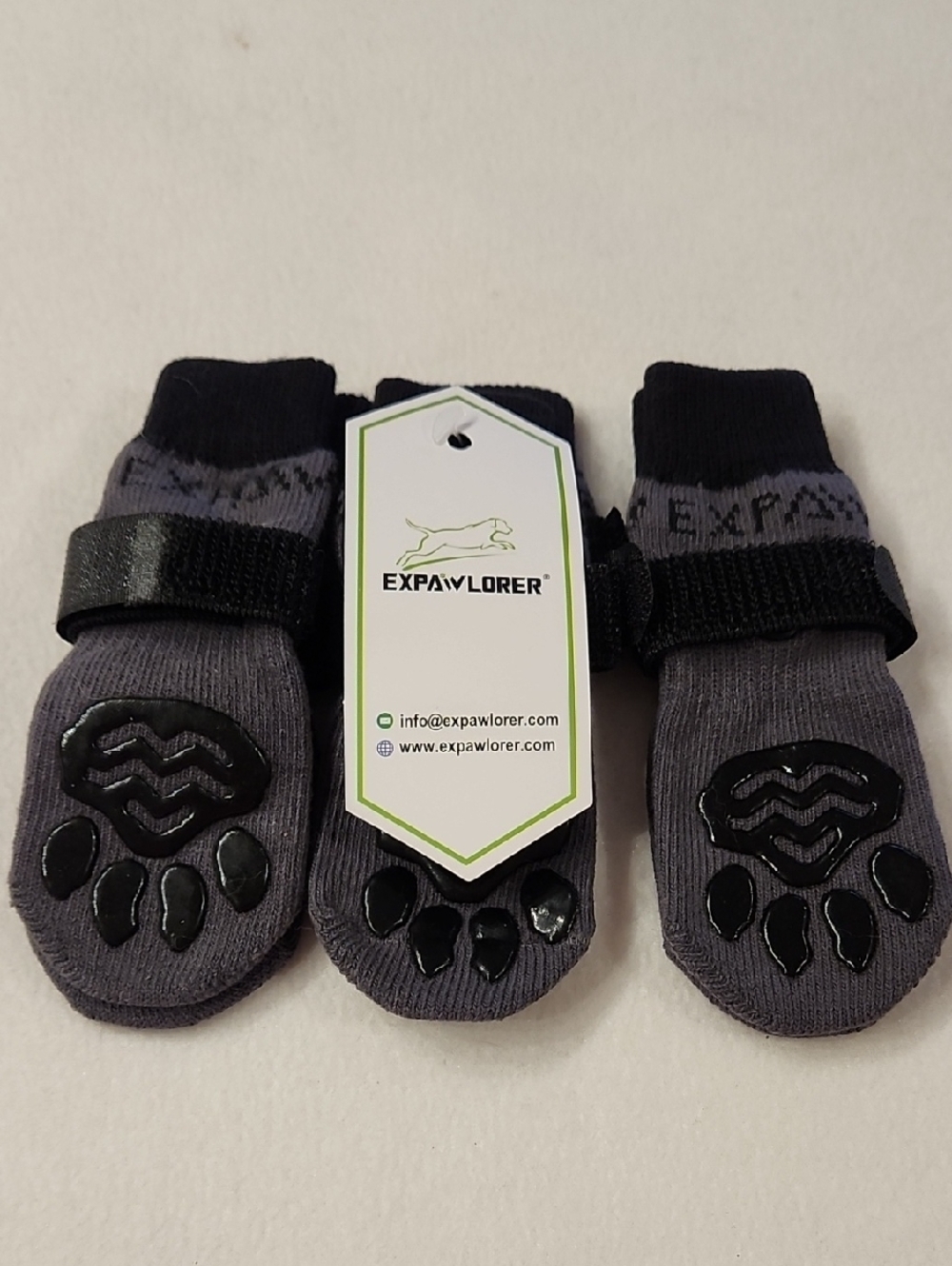 EXPAWLROR Non-Slip Gray Dog Socks - Set of 3 For A Small Dog